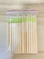 Disposable bamboo micro swabs with light green fiber tips in a transparent poly bag - Green Bamboo Micro Swabs