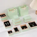 Mint green and pink jewelry gift box set with Unique Beauty logo and matching handbag - Green Pink