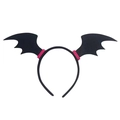 Halloween bat wing headband in black felt with pink accent ribbons for party hair decor - Bat Headband