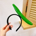 Funny green cucumber plush vegetable headband on a black velvet band for kids - Cucumber