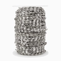 Macro shot of silver coffee bean chain roll for DIY jewelry making and necklaces - 4mm Wide * 1 Meter / Steel