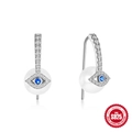 925 silver pearl devil's eye drop earrings with sparkling blue zircon inlay for women - 925 Silver / White Gold