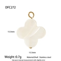 White shell clover charm pendant with gold stainless steel ring for jewelry making - Shell Four-Leaf Clover (DFC272)