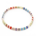 Bracciale a piastrelle smaltate arcobaleno con perline Tila geometriche e filo elastico - Stile Patchwork a Blocchi Arcobaleno (TL-B190253D)