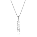 Collar con colgante letra Cáncer en acero inoxidable plateado sobre fondo blanco - Cáncer Plateado