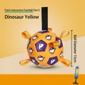 Interactive yellow dinosaur dog toy ball size S with easy-grip tabs and hand pump - 18cm / Yellow Dinosaur