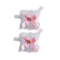 Sweet white lace wrist cuffs with pink satin bows and golden bells for cat cosplay - Lace Wristbands One Pair