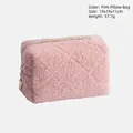 Rosa Plüsch-Kosmetiktasche gesteppt mit Stern-Reißverschluss, Größe 19x10x11cm - Kissenform / Rosa