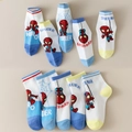 Spider-Man themed kids cotton ankle socks in blue and yellow pattern, 5-pair set - Spider-man / Ages 9-13 (foot Length 19-23cm)