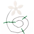 Flower-shaped sink drain hair remover with metal chain and green silicone hooks - White Flower Pendant Style