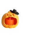 Halloween pumpkin electronic candle light with black bat detail for party decor - Open Mouth Pumpkin Lamp