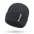 Winter thermal knit beanie in dark grey with DZMYZM letter patch for men - Gray