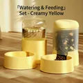 Cream yellow automatic pet feeder and waterer set for cats and dogs in home setting - Waterer + Feeder Combo / Creamy Yellow