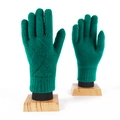 Winter thermal green knitted gloves with touch screen design and thick warm lining - One Size / Mars Green