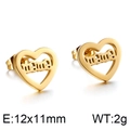 Goldene Edelstahl-Herzohrringe mit mama-Schriftzug als Muttertagsgeschenk - MAMA-Buchstaben-Stil / Gold