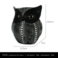 Nordic owl resin ornament in black with white dots and detailed size dimensions - Black Polka Dot