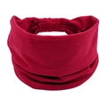 Elastic bohemian wide headband in deep red knit fabric for women sport and yoga - Red