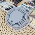 Grey silicone collapsible star cup with panda lid design and convenient hanging strap - Bear Style (Gray)