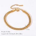 Golden stainless steel Cuban chain bracelet with adjustable lobster clasp on white backdrop - Golden Flat Woven Texture Bracelet (JDB201467)