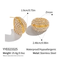 Detailed size specifications for gold stainless steel rhinestone geometric hoop earrings - Pavé Zirconia Oval Style (YYE023325)