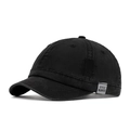 Gorra de béisbol negra carbón lavada con visera corta y parches de estilo vintage - Negro