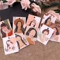 Artistic jewelry display cards with female illustrations on rustic burlap background - 6x8cm / Impression Female Set Mixed
