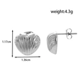 Orecchini a cuore in acciaio inossidabile argento con finitura martellata geometrica - Stile Cuore Rigato Argentato (ER-1499)