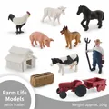 Miniature farm animal set with realistic cow, tractor and barn models, 104g plastic toys - Farm Life Model Set with Tractor 104g