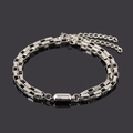 Minimalist stainless steel magnetic couple bracelet with dual layer square link chain - Style B-Double Layer Box Chain