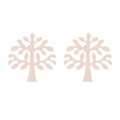 Detailed view of pink tree-shaped stainless steel stud earrings with smooth finish - Rose Gold