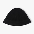 Gorro de punto negro grueso para mujer con textura de rayas verticales y forma redonda - Negro
