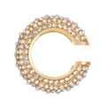 Dettaglio dell'orecchino a cerchio a C dorato con perle bianche e cristalli incastonati - Diametro Esterno 2.5cm / Oro Bianco (3062)