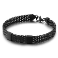 Pulsera para hombre de malla de acero inoxidable negro con eslabones industriales mate - Negro