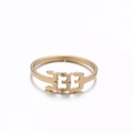 Golden stainless steel angel number ring featuring adjustable open gothic 1313 design - 333 Gold