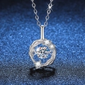 Elegante collana piuma in argento S925 con ciondolo moissanite danzante colore D - Moissanite da 50pt (Include certificato GRA e confezione regalo) / Argento 925