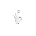 Polished silver stainless steel OK gesture hand charm pendant for DIY jewelry making - OK Sign / Silver