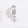 Close-up of S925 silver pendant clasp with clear rhinestones and needle mount structure - White Gold T-Shaped Square Zircon Universal Snap With Bail