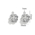 Silver four-leaf clover pendant in stainless steel with detailed size measurements - Silver Four Leaf Clover