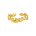 Golden S925 sterling silver ring with unique irregular lava texture design - Adjustable Open / 18K Gold (HJZ3079)