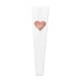 White tapered single flower packaging sleeve with rose gold heart love decorative print - Rose Gold Heart Single-Stem Bag (White)