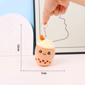 Brown bubble tea plush keychain with cute smile and orange straw, 12cm size - Round Buckle / 12cm / Brown
