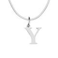 Silver titanium steel flat herringbone snake chain necklace with letter Y pendant - Letter Y / 1 Piece / Steel