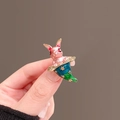 Pink rabbit emerging from a blue gradient magic hat enamel brooch pin for women - 432# Little Rabbit