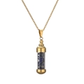 Détail du pendentif flacon de parfum doré rempli de pierres naturelles bleues de cristal - Or Lapis-lazuli