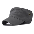 Dettaglio del cappello militare grigio scuro in cotone con occhielli metallici laterali - Regolabile / Grigio