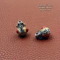 Ethnische Silber-Gold-Gourd-Perlen mit roter Einlage für Schmuckherstellung 14x18mm - Stil 5 (14mmx18mm)