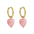 Gold Circle Pink Marble Texture Heart
