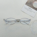 Silver oval metal frame glasses with crystal rhinestones and transparent temple tips - Silver Frame Clear Lenses