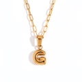 18K gold plated paperclip chain necklace featuring a mini bubble 3D letter G pendant - Gold-G