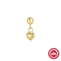 Elegant 18K gold plated S925 sterling silver heart-shaped stud earring with polished finish - #2 Gold - Single - Heart
